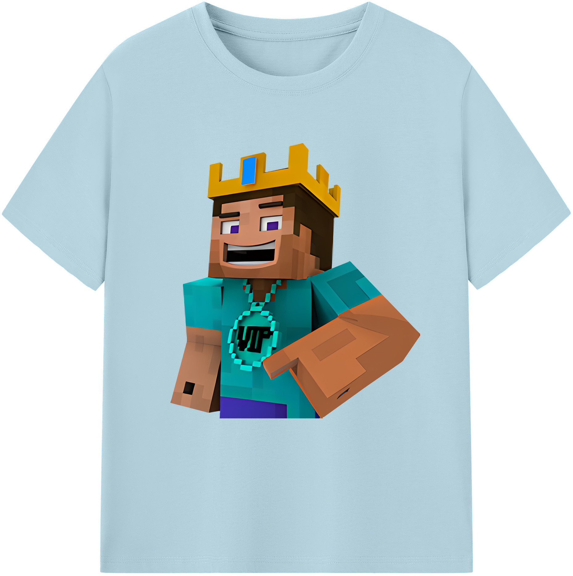 （画像用） マインクラフト ブロックの世界 Minecraft MC Block world 綿100％半袖Tシャツ（フロントプリント）
